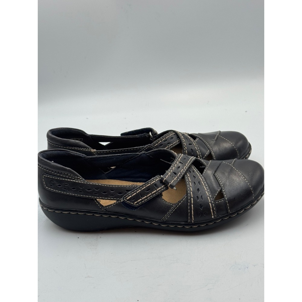 Clarks Bendables Black Leather Laser Cut Mary Jane Comfort Shoes Womens 7 M‎ - Picture 6 of 8